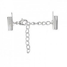 Slide end tubes with extention chain and clasp 12mm Antique silver